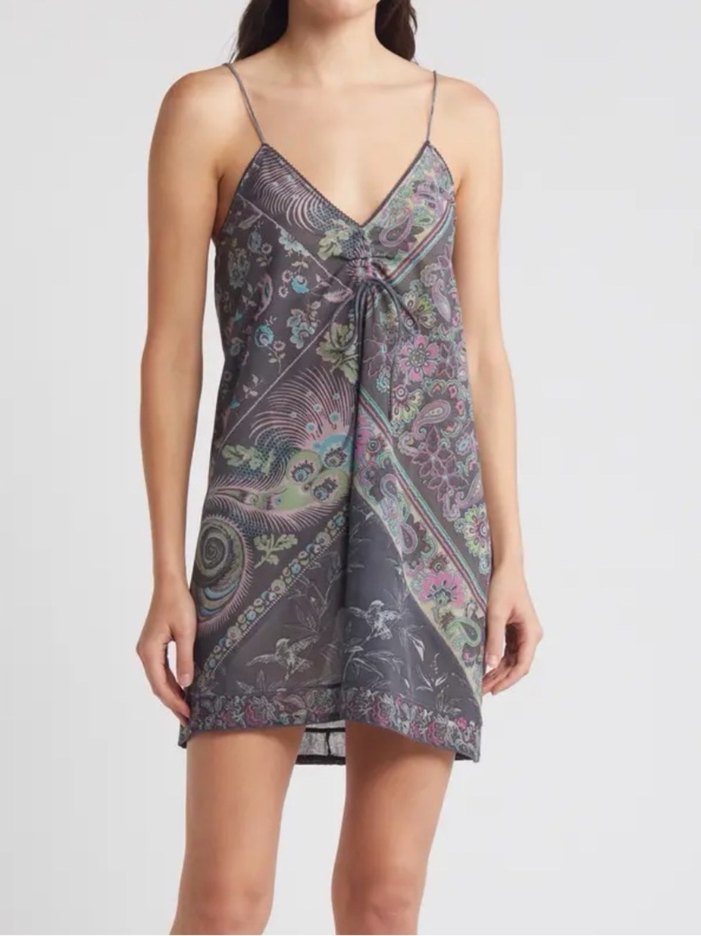 NWT Free People FP One Purple Multicolor Slip Dress printed mini s small S boho